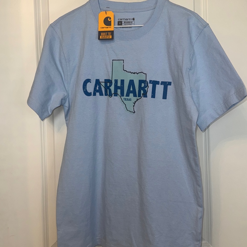 Carhartt Men's Texas Graphic Light Blue Tee size small NWT
